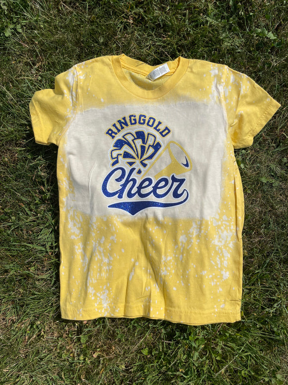 Yellow Gold Ringgold Rams Cheer Bleached tshirt - youth and adult sizes!