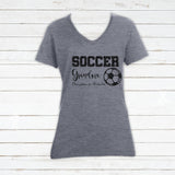 Glitter Soccer Grandma V neck Tshirt with Personalization