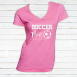 Glitter Soccer Mom V neck Tshirt with Personalization