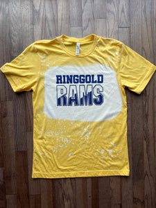 Yellow Gold Ringgold Rams Bleached tshirt - youth and adult sizes!