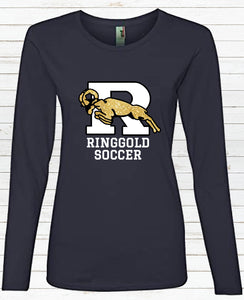 Ladies Ringgold Soccer Blue Long Sleeve Shirt - Glitter or No Glitter