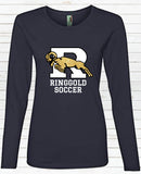 Ladies Ringgold Soccer Blue Long Sleeve Shirt - Glitter or No Glitter