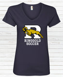 Ladies Ringgold Soccer Navy Blue V-Neck T-Shirt - Glitter or No Glitter