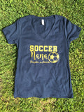 Glitter Soccer Nana V neck Tshirt with Personalization