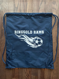 Soccer ball with flames Drawstring bag