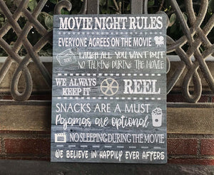 Movie Night Rules Canvas