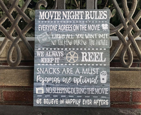 Movie Night Rules Canvas