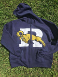 Ringgold zip up navy blue hoodie with front pockets (glitter or no glitter) Adult and Youth sizes