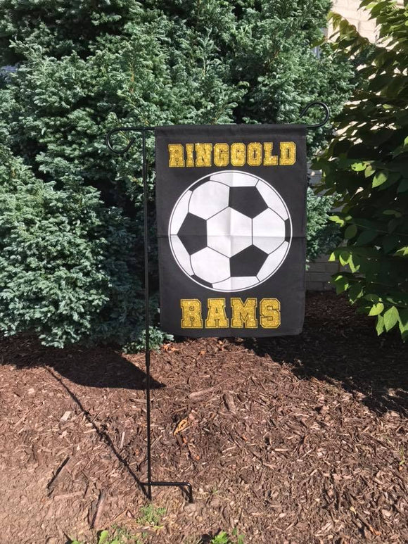 Soccer Garden Flag - Personalizable with your school/logo/glitter/no glitter